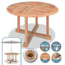 Load image into Gallery viewer, Dia47&quot; Teak Wood Dining Table Elegant Round Table  Outdoor Yard Camping Picnic w Umbrella Hole (Local Pickup Only)
