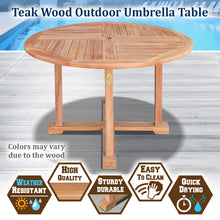 Load image into Gallery viewer, Dia47&quot; Teak Wood Dining Table Elegant Round Table  Outdoor Yard Camping Picnic w Umbrella Hole (Local Pickup Only)
