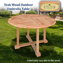 Load image into Gallery viewer, Dia47&quot; Teak Wood Dining Table Elegant Round Table  Outdoor Yard Camping Picnic w Umbrella Hole (Local Pickup Only)
