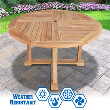 Load image into Gallery viewer, Dia47&quot; Teak Wood Dining Table Elegant Round Table  Outdoor Yard Camping Picnic w Umbrella Hole (Local Pickup Only)
