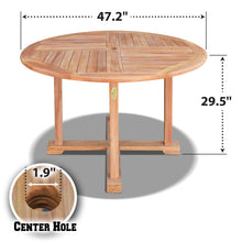 Load image into Gallery viewer, Dia47&quot; Teak Wood Dining Table Elegant Round Table  Outdoor Yard Camping Picnic w Umbrella Hole (Local Pickup Only)
