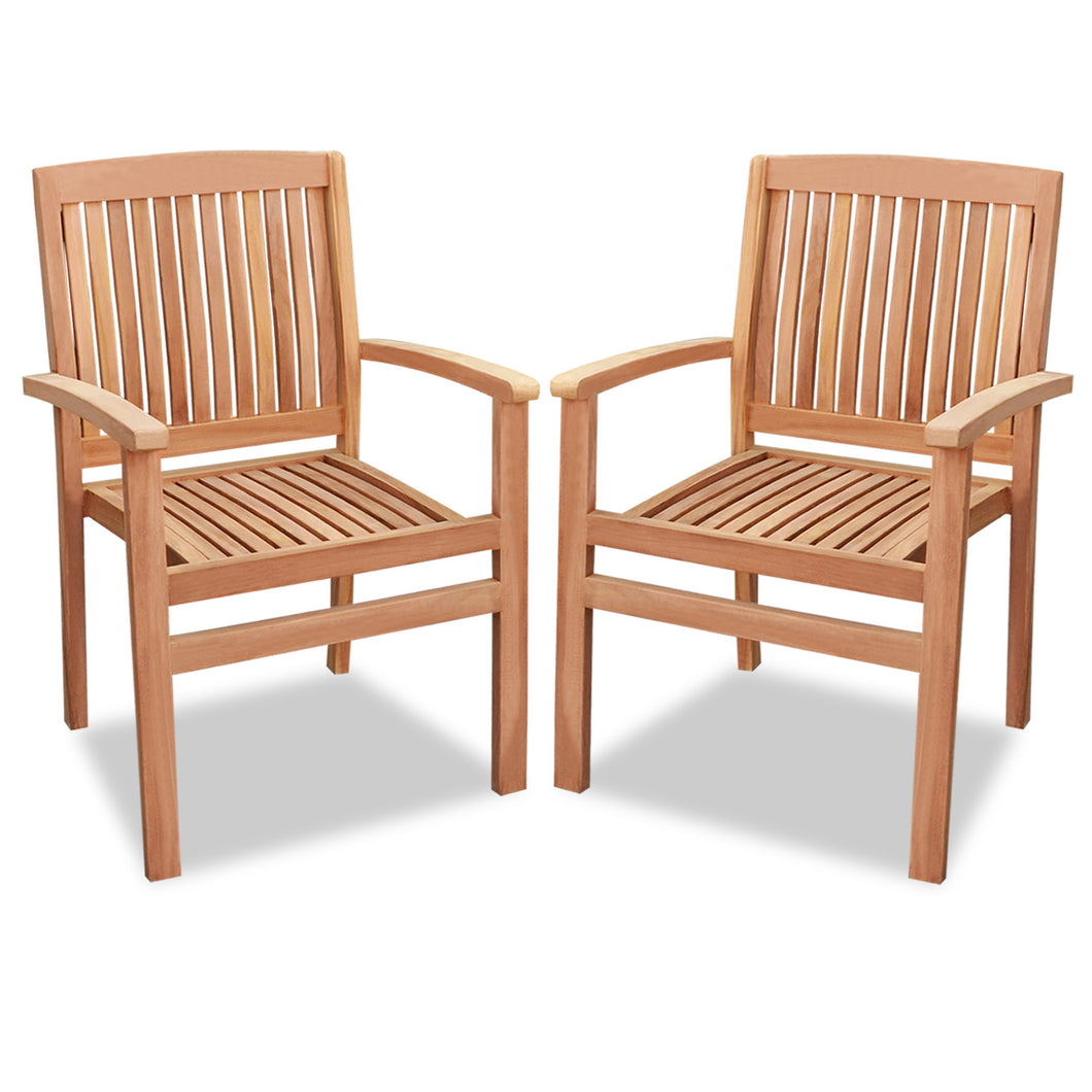 2PCS Garden Teak Wood Finish Patio Arm Chair Outdoor Garden Patio Furniture( Local Pickup Only)