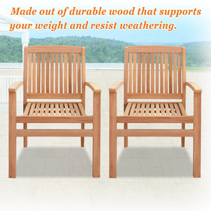 2PCS Garden Teak Wood Finish Patio Arm Chair Outdoor Garden Patio Furniture( Local Pickup Only)