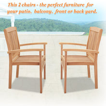 Load image into Gallery viewer, 2PCS Garden Teak Wood Finish Patio Arm Chair Outdoor Garden Patio Furniture( Local Pickup Only)
