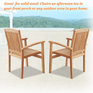 2PCS Garden Teak Wood Finish Patio Arm Chair Outdoor Garden Patio Furniture( Local Pickup Only)