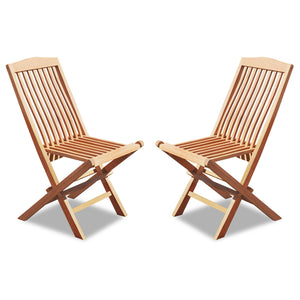 Teak Wood Folding Chair for Outdoor Patio Garden Yard Folding Seat Dining Chair (Set of 2)