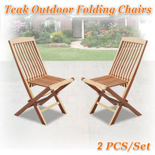 Load image into Gallery viewer, Teak Wood Folding Chair for Outdoor Patio Garden Yard Folding Seat Dining Chair (Set of 2)
