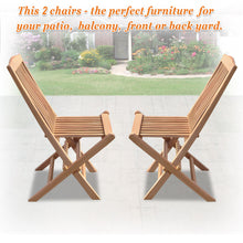 Load image into Gallery viewer, Teak Wood Folding Chair for Outdoor Patio Garden Yard Folding Seat Dining Chair (Set of 2)
