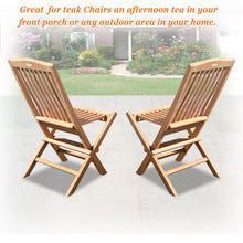 Load image into Gallery viewer, Teak Wood Folding Chair for Outdoor Patio Garden Yard Folding Seat Dining Chair (Set of 2)
