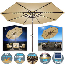 Load image into Gallery viewer, 10&#39; Patio Umbrella LED Lighted Tilt Aluminum Garden Market Balcony Outdoor Sunshade
