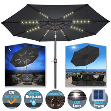 Load image into Gallery viewer, 10&#39; Patio Umbrella LED Lighted Tilt Aluminum Garden Market Balcony Outdoor Sunshade
