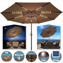 Load image into Gallery viewer, 10&#39; Patio Umbrella LED Lighted Tilt Aluminum Garden Market Balcony Outdoor Sunshade
