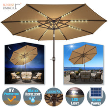 Load image into Gallery viewer, 10&#39; Patio Umbrella LED Lighted Tilt Aluminum Garden Market Balcony Outdoor Sunshade
