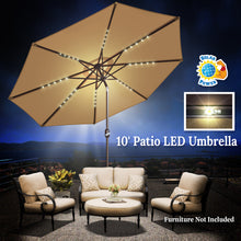 Load image into Gallery viewer, 10&#39; Patio Umbrella LED Lighted Tilt Aluminum Garden Market Balcony Outdoor Sunshade
