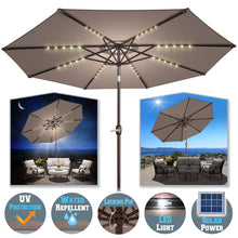 Load image into Gallery viewer, 10&#39; Patio Umbrella LED Lighted Tilt Aluminum Garden Market Balcony Outdoor Sunshade
