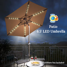 Load image into Gallery viewer, 6.5ft Outdoor Patio Umbrella LED Lighted Tilt Aluminum Garden Market Balcony Sunshade
