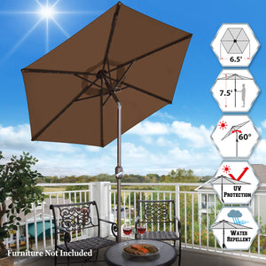 6.5ft Outdoor Patio Umbrella LED Lighted Tilt Aluminum Garden Market Balcony Sunshade