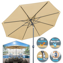 Load image into Gallery viewer, 10&#39; Patio Umbrella 8 Ribs with Tilt and Crank Outdoor Garden Market Parasol Sunshade in Beige Color
