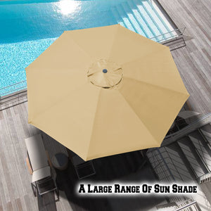 10' Patio Umbrella 8 Ribs with Tilt and Crank Outdoor Garden Market Parasol Sunshade in Beige Color