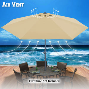 10' Patio Umbrella 8 Ribs with Tilt and Crank Outdoor Garden Market Parasol Sunshade in Beige Color