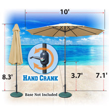 Load image into Gallery viewer, 10&#39; Patio Umbrella 8 Ribs with Tilt and Crank Outdoor Garden Market Parasol Sunshade in Beige Color
