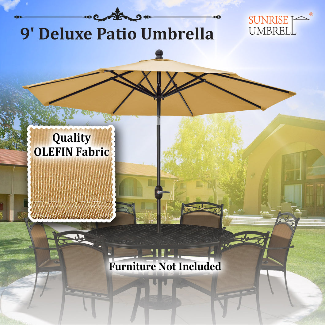 9 Ft Outdoor Table Aluminum Patio Umbrella with Auto Tilt and Crank,  OLIFEN Cover