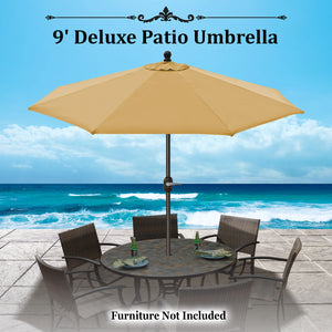 9 Ft Outdoor Table Aluminum Patio Umbrella with Auto Tilt and Crank,  OLIFEN Cover