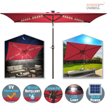 Load image into Gallery viewer, 10x6.5ft LED Patio Umbrella Solar Power Rectangle Lighted Umbrella, w/Tilt and Crank
