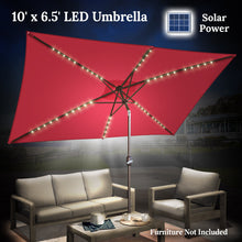 Load image into Gallery viewer, 10x6.5ft LED Patio Umbrella Solar Power Rectangle Lighted Umbrella, w/Tilt and Crank
