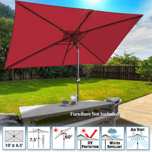 Load image into Gallery viewer, 10x6.5ft LED Patio Umbrella Solar Power Rectangle Lighted Umbrella, w/Tilt and Crank
