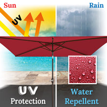 Load image into Gallery viewer, 10x6.5ft LED Patio Umbrella Solar Power Rectangle Lighted Umbrella, w/Tilt and Crank
