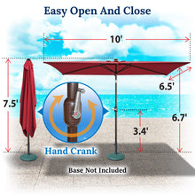 Load image into Gallery viewer, 10x6.5ft LED Patio Umbrella Solar Power Rectangle Lighted Umbrella, w/Tilt and Crank
