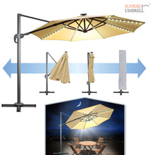 Load image into Gallery viewer, Outdoor 11.5&#39; LED Light Offset Cantilever Umbrella Patio Hanging Umbrella
