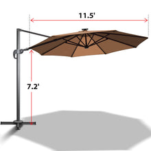 Load image into Gallery viewer, Outdoor 11.5&#39; LED Light Offset Cantilever Umbrella Patio Hanging Umbrella
