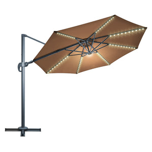 Outdoor 11.5' LED Light Offset Cantilever Umbrella Patio Hanging Umbrella