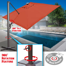 Load image into Gallery viewer, 10&#39; x 10&#39; Anti-wind Cantilever Big Roma Solar LED Patio Umbrella Offset Waterproof (Local Pickup Only)
