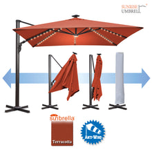 Load image into Gallery viewer, 10&#39; x 10&#39; Anti-wind Cantilever Big Roma Solar LED Patio Umbrella Offset Waterproof (Local Pickup Only)
