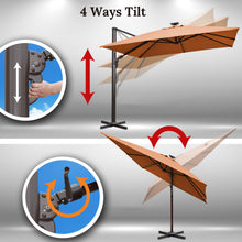 Load image into Gallery viewer, 10&#39; x 10&#39; Anti-wind Cantilever Big Roma Solar LED Patio Umbrella Offset Waterproof (Local Pickup Only)
