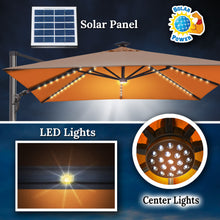 Load image into Gallery viewer, 10&#39; x 10&#39; Anti-wind Cantilever Big Roma Solar LED Patio Umbrella Offset Waterproof (Local Pickup Only)
