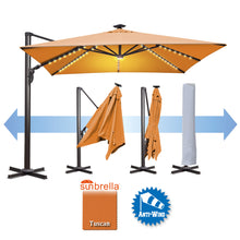 Load image into Gallery viewer, 10&#39; x 10&#39; Anti-wind Cantilever Big Roma Solar LED Patio Umbrella Offset Waterproof (Local Pickup Only)
