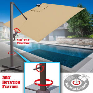 13' x 10' BIG ROMA Rectanglar Cantilever Umbrella Heavy duty Offset Solar Umbrella (Local Pickup Only)