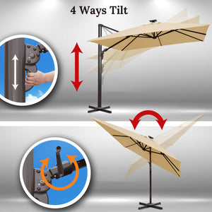 10' x 10' BIG ROMA Square Cantilever Umbrella Heavy duty Offset Solar Umbrella (Local Pickup Only)