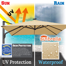 Load image into Gallery viewer, 10&#39; x 10&#39; Anti-wind Cantilever Big Roma Solar LED Patio Umbrella Offset Waterproof (Local Pickup Only)
