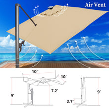 Load image into Gallery viewer, 10&#39; x 10&#39; Anti-wind Cantilever Big Roma Solar LED Patio Umbrella Offset Waterproof (Local Pickup Only)
