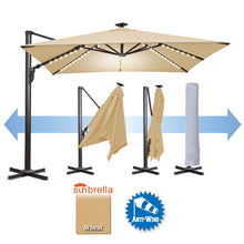 Load image into Gallery viewer, 10&#39; x 10&#39; Anti-wind Cantilever Big Roma Solar LED Patio Umbrella Offset Waterproof (Local Pickup Only)
