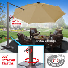 Load image into Gallery viewer, 11.5&#39; Anti-wind Cantilever Big Roma Solar LED Patio Umbrella Offset Waterproof (Local Pickup Only)
