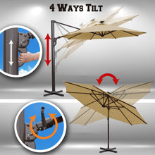 Load image into Gallery viewer, 11.5&#39; Anti-wind Cantilever Big Roma Solar LED Patio Umbrella Offset Waterproof (Local Pickup Only)
