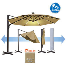 Load image into Gallery viewer, 11.5&#39; Anti-wind Cantilever Big Roma Solar LED Patio Umbrella Offset Waterproof (Local Pickup Only)
