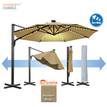 Load image into Gallery viewer, 11.5&#39; Anti-wind Cantilever Big Roma Solar LED Patio Umbrella Offset Waterproof (Local Pickup Only)
