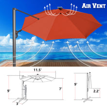 Load image into Gallery viewer, 11.5&#39; Anti-wind Cantilever Big Roma Solar LED Patio Umbrella Offset Waterproof (Local Pickup Only)
